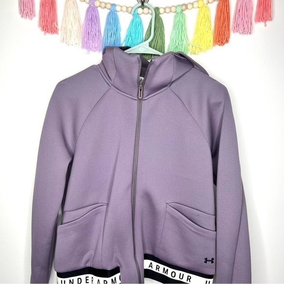 Under Armour Purple Mesh Sport Zip Up Loose Coupe Jacket Size Medium Women’s - Picture 6 of 17